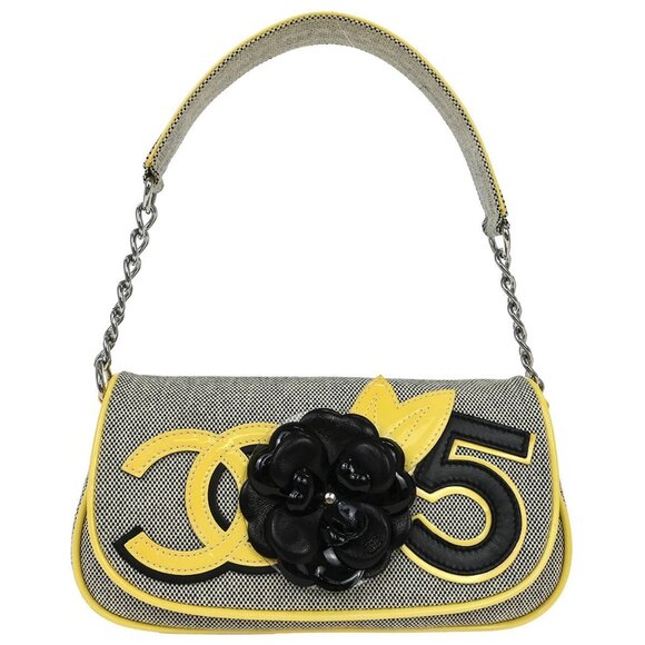 Chanel Black Canvas Camellia No.5 CC Handbag 154236 - Picture 1 of 10